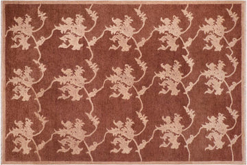 handmade Transitional Kafkaz Chobi Ziegler Brown Tan Hand Knotted RECTANGLE 100% WOOL area rug 6 x 9